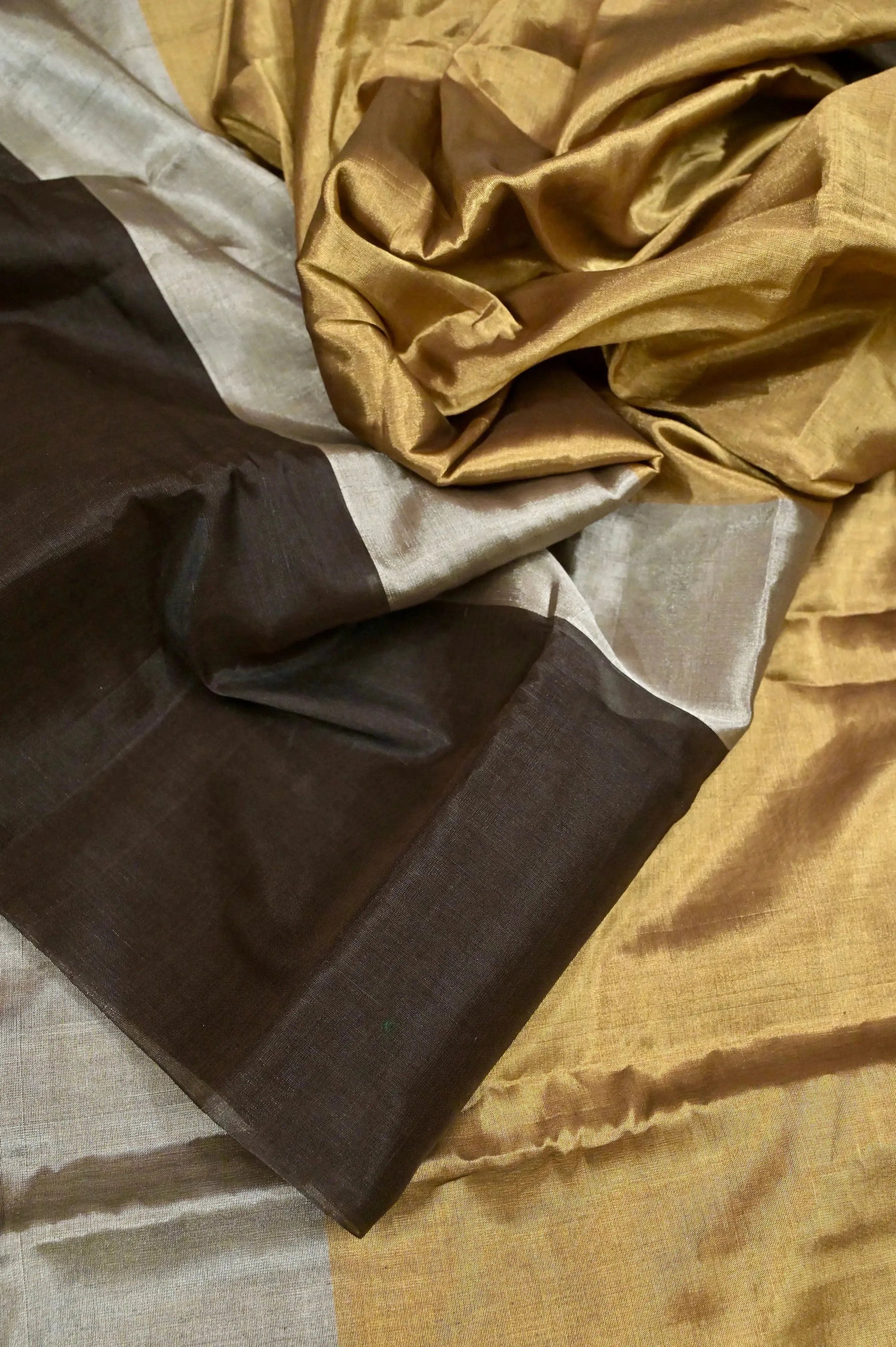 Golden Color Tissue Chanderi Saree with Broad Border