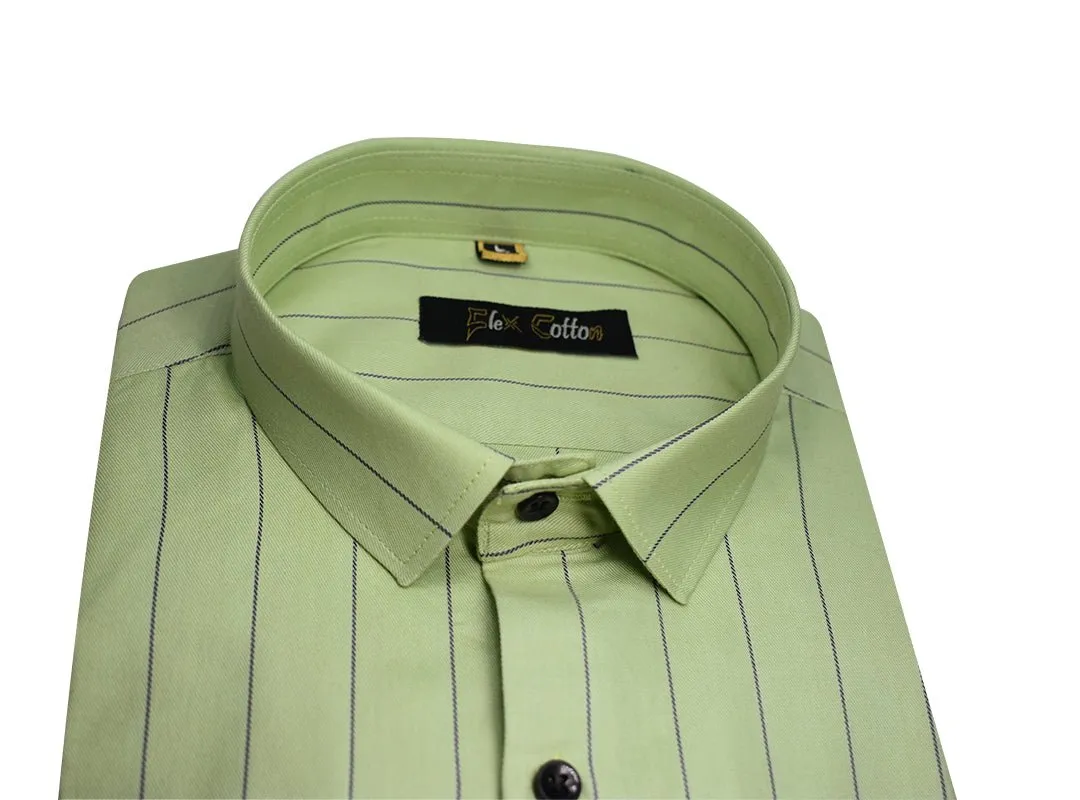 Green Color Lining Cotton Shirt For Men