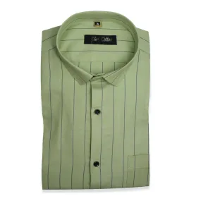 Green Color Lining Cotton Shirt For Men