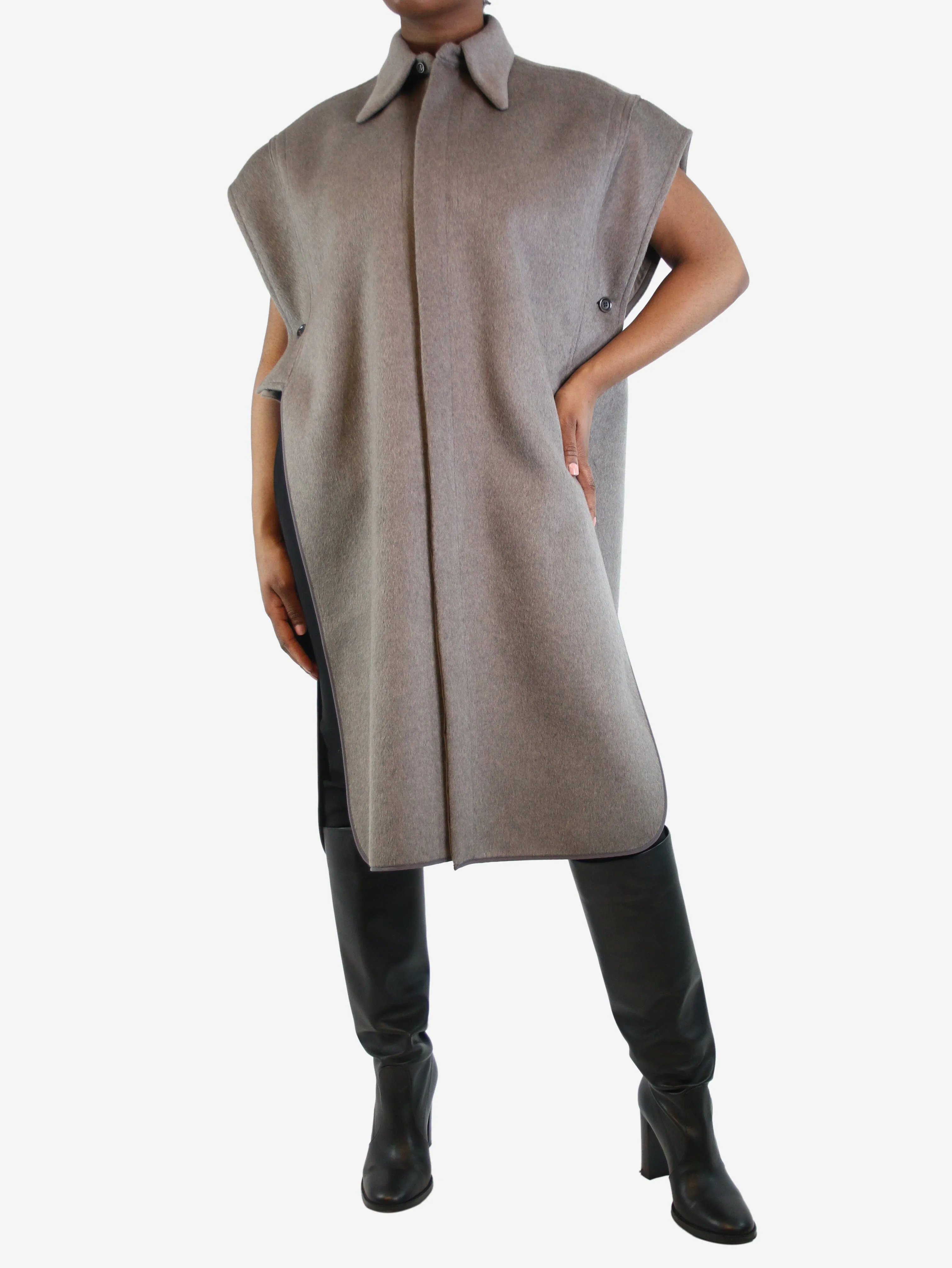 Grey cape coat - size