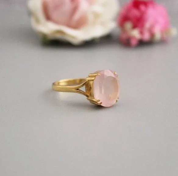 Handmade Rose Quartz 925 Sterling Silver Ring