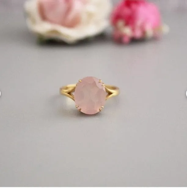 Handmade Rose Quartz 925 Sterling Silver Ring