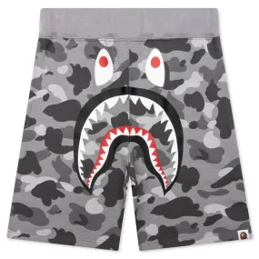 Honeycomb Camo Shark Sweat Shorts - Grey