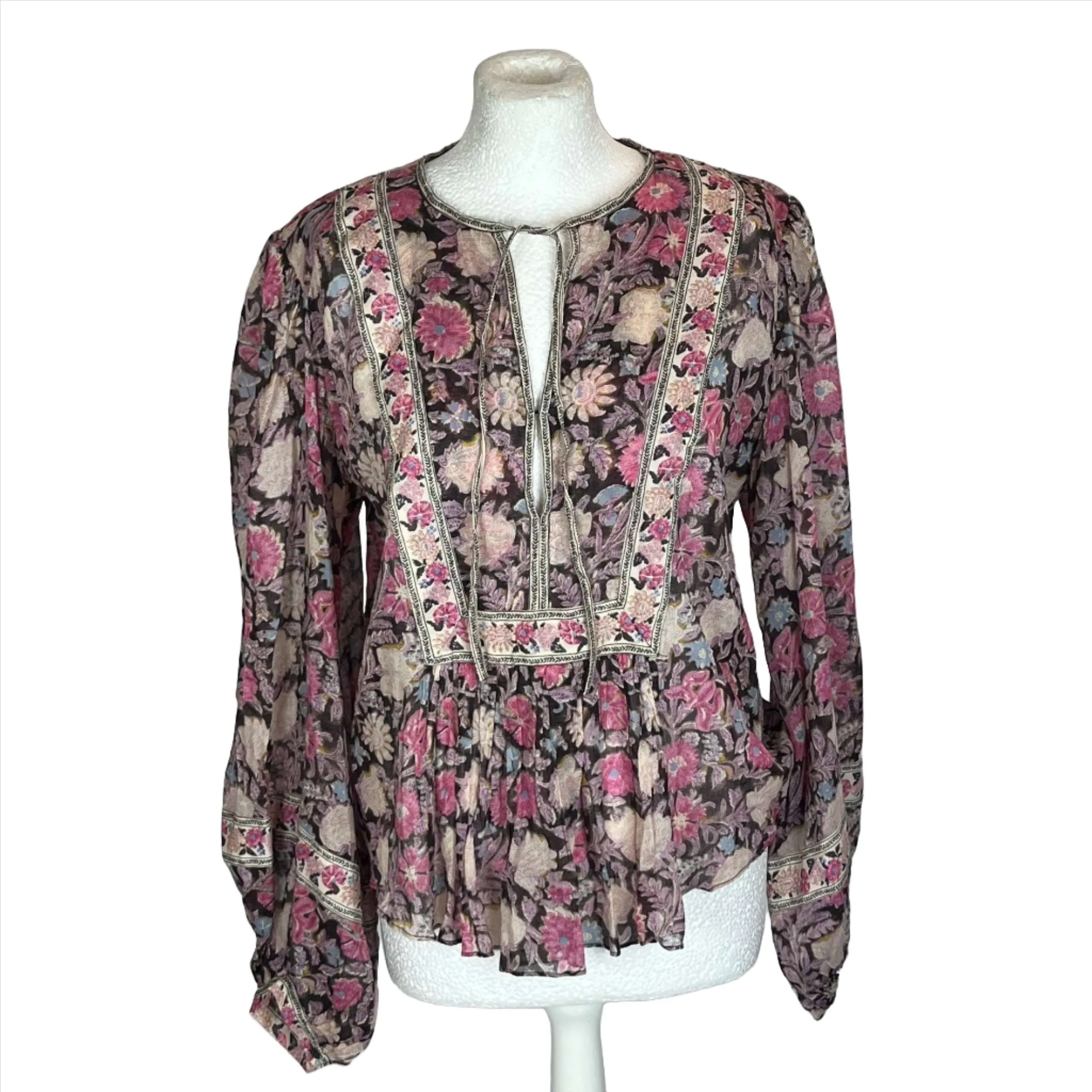 Isabel Marant Etoile Pink & Cream Floral Tunic Top S