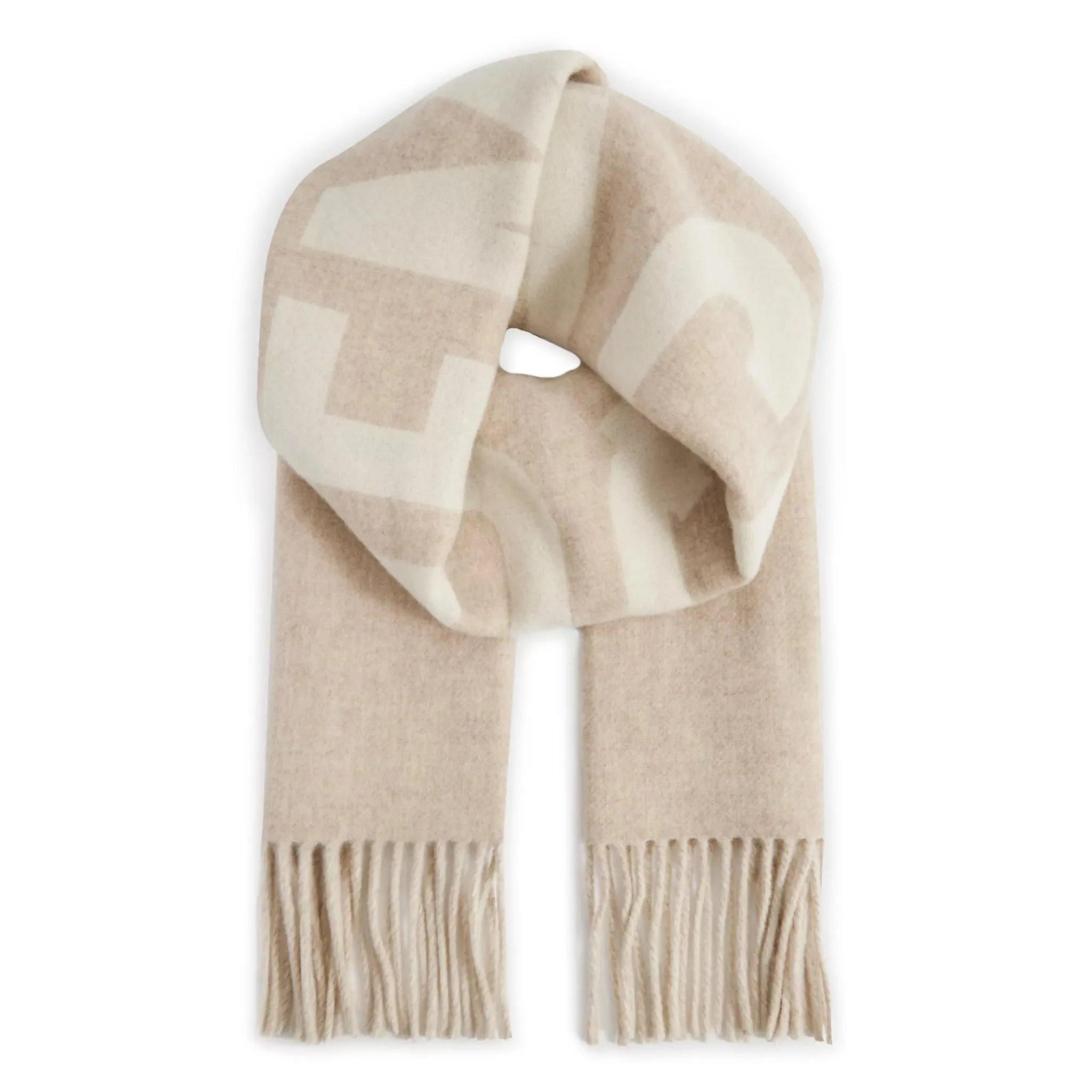 Jacquemus L'echarpe Fringe Logo Multi-Beige Scarf