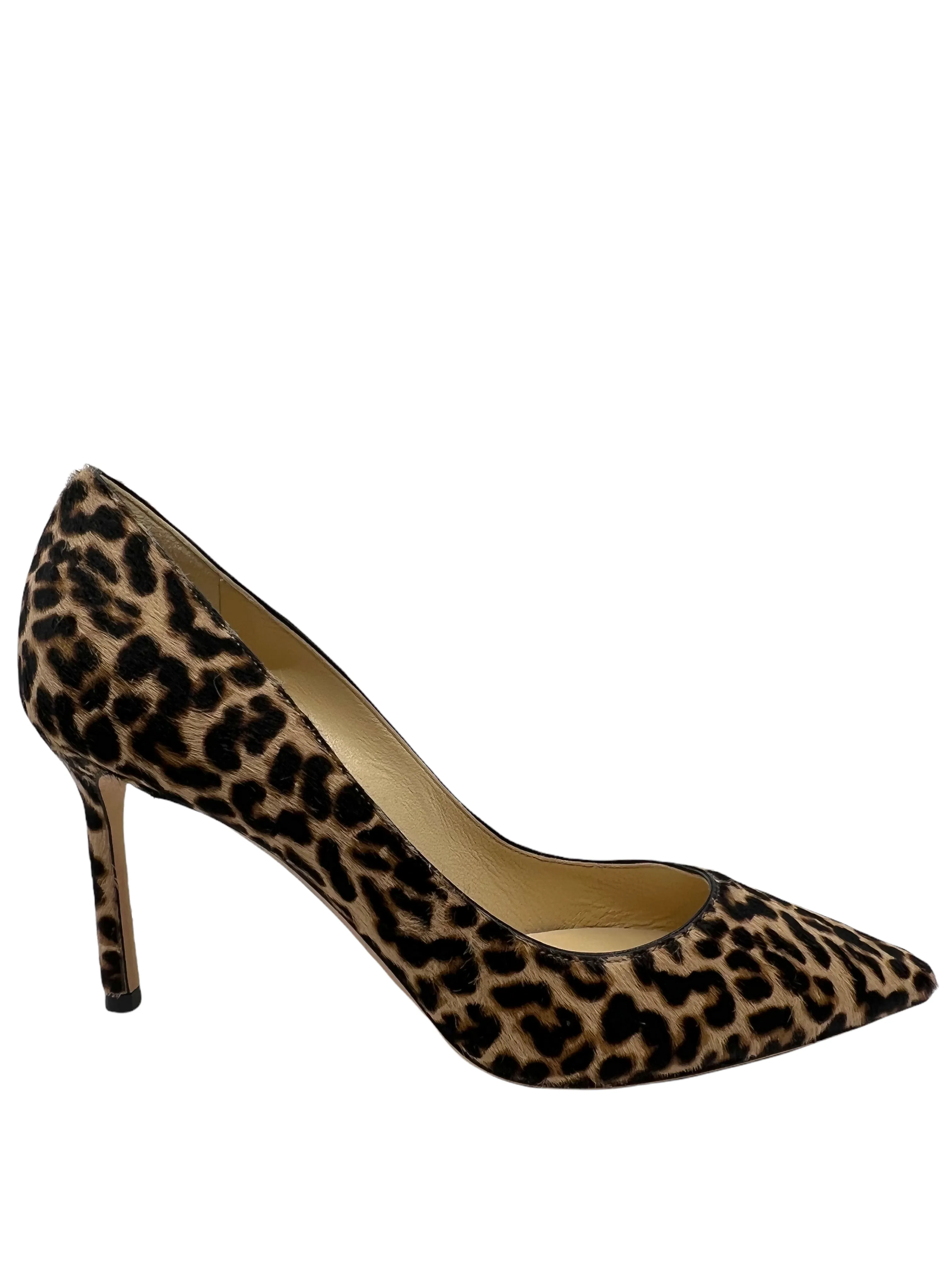 Jimmy Choo Romy Leopard Print Calf Hair Pumps Size 7.5