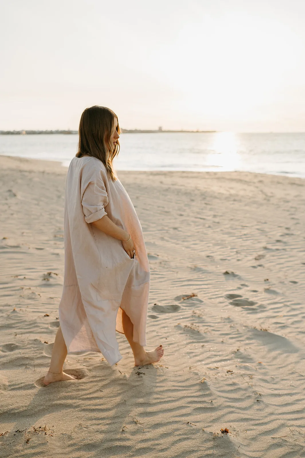 Joselin Linen Dress in Dust Storm