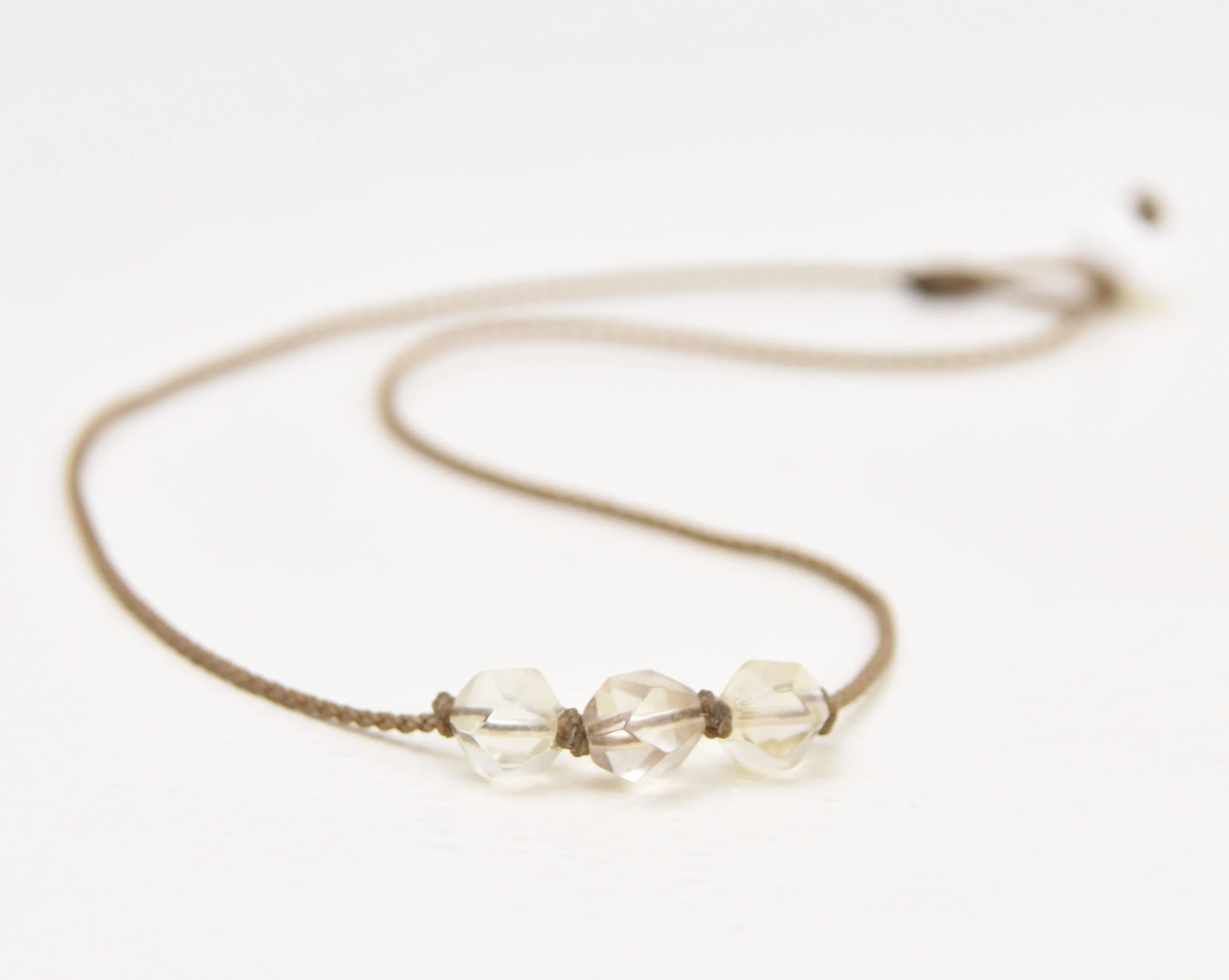 Lemon Quartz - Triple Knotted Necklace