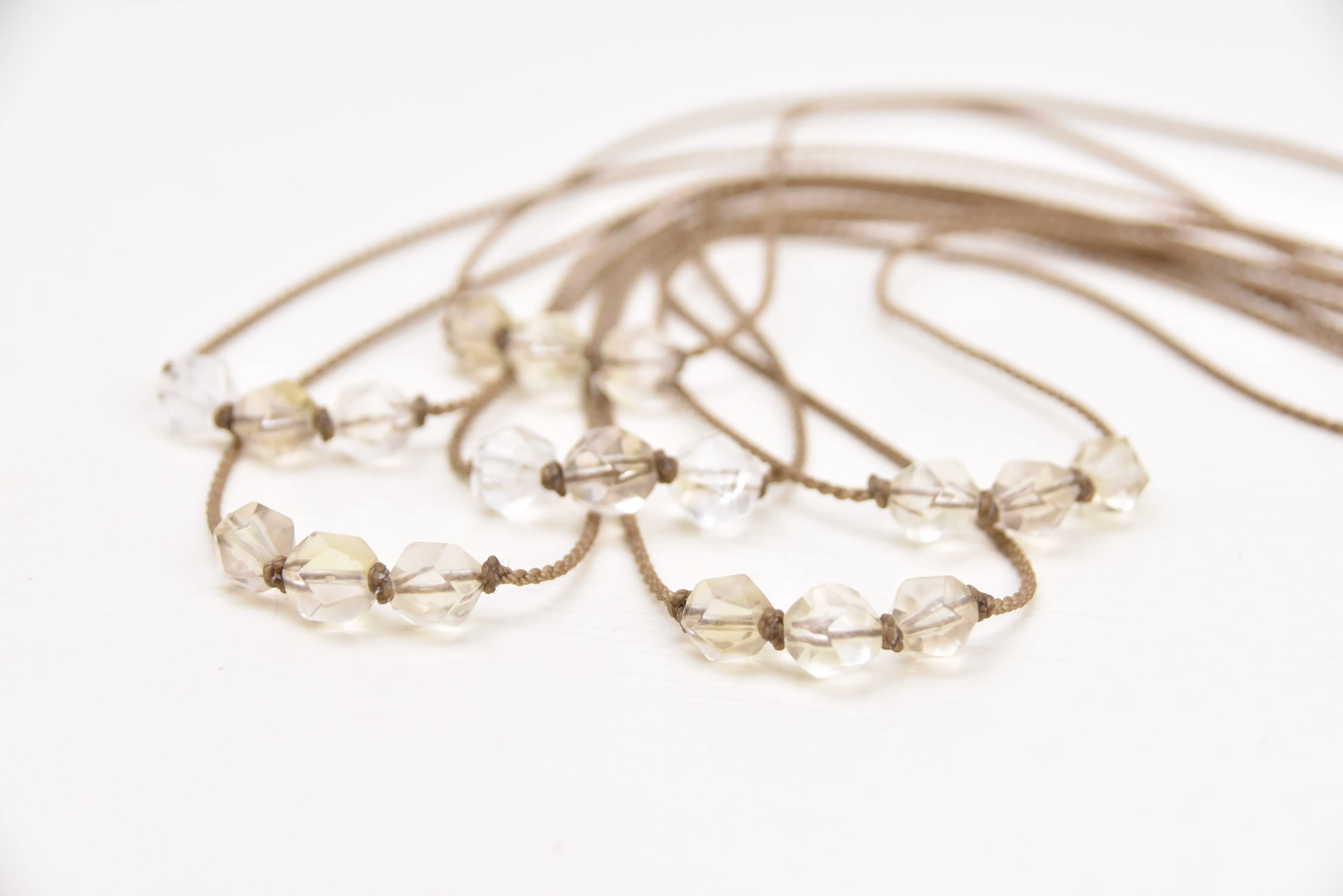 Lemon Quartz - Triple Knotted Necklace