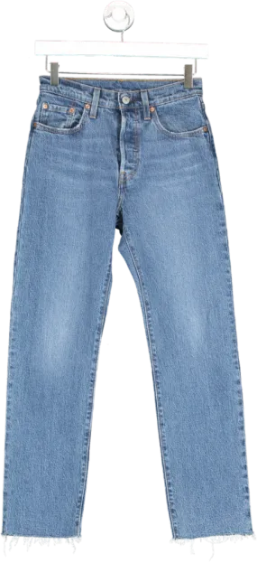 levis Blue 501 High Rise Straight Leg Jeans W24