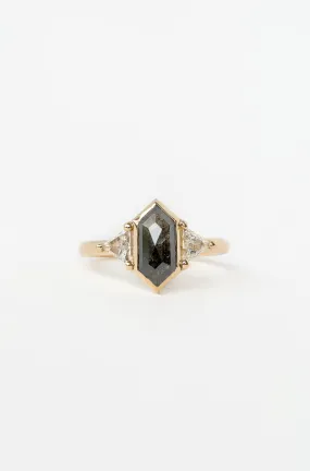 Looking Glass Ring with 1.64ct Salt and Pepper Diamond