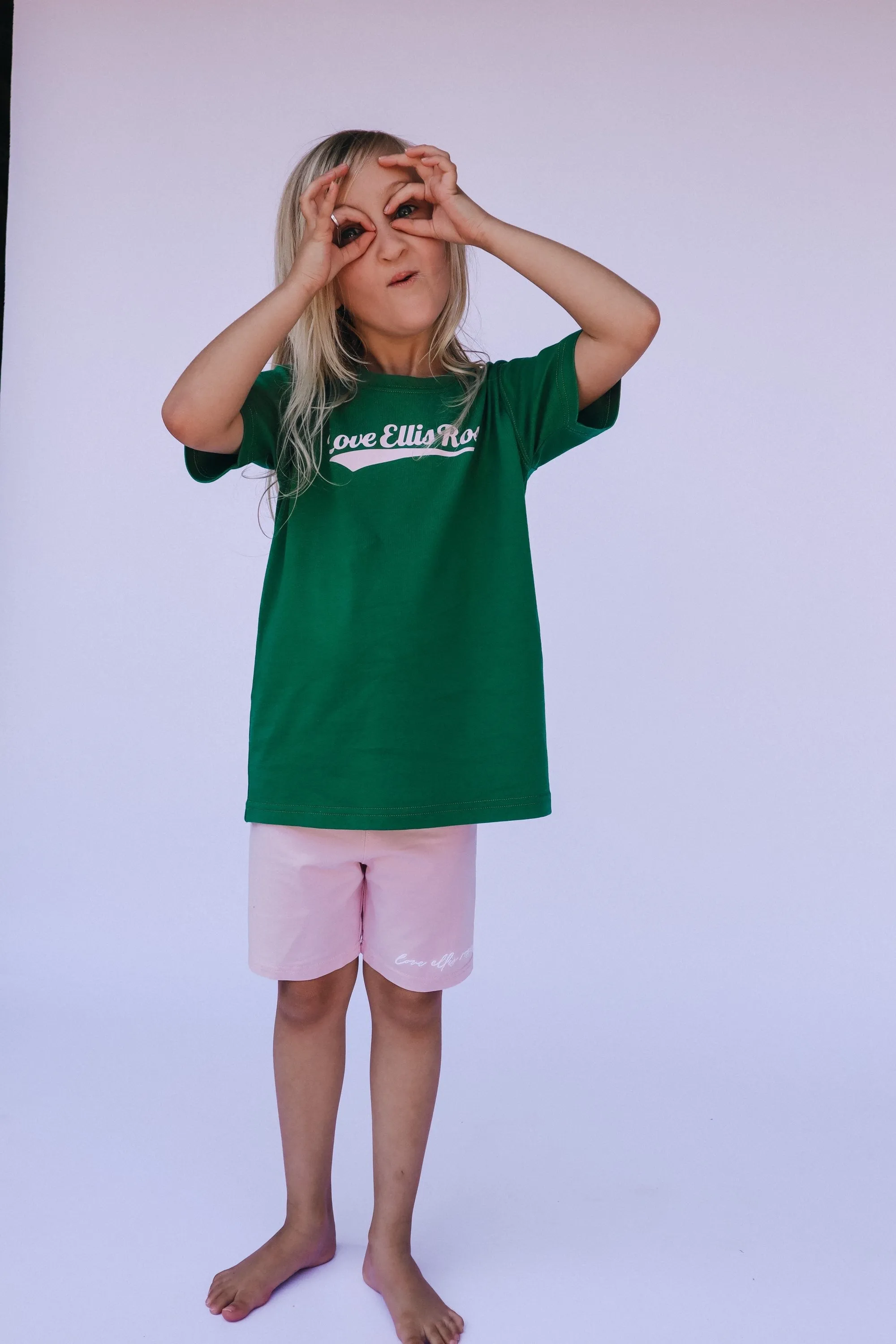 Love Ellis Rose Graphic Kids Tee - Green & Pink