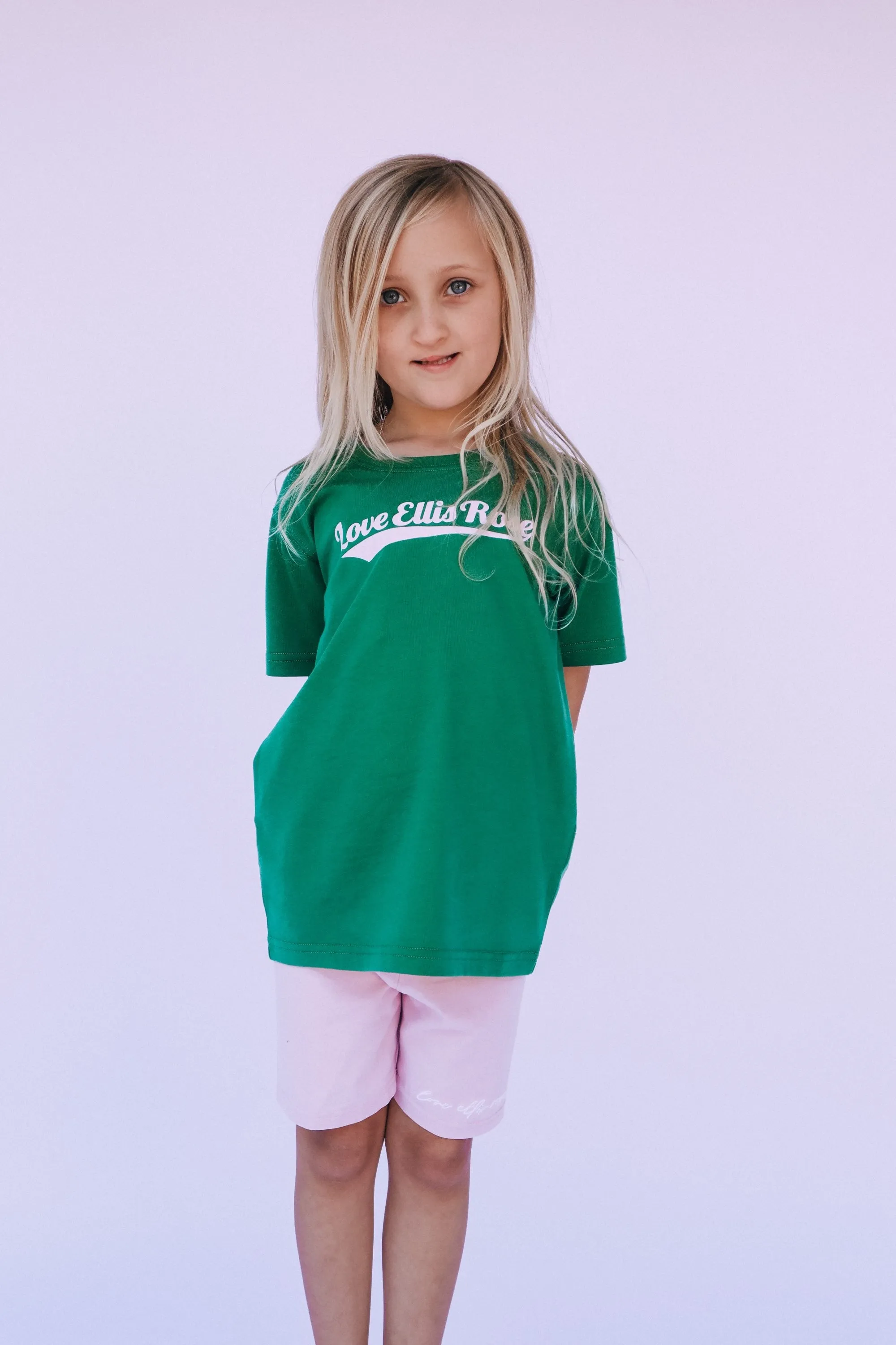 Love Ellis Rose Graphic Kids Tee - Green & Pink