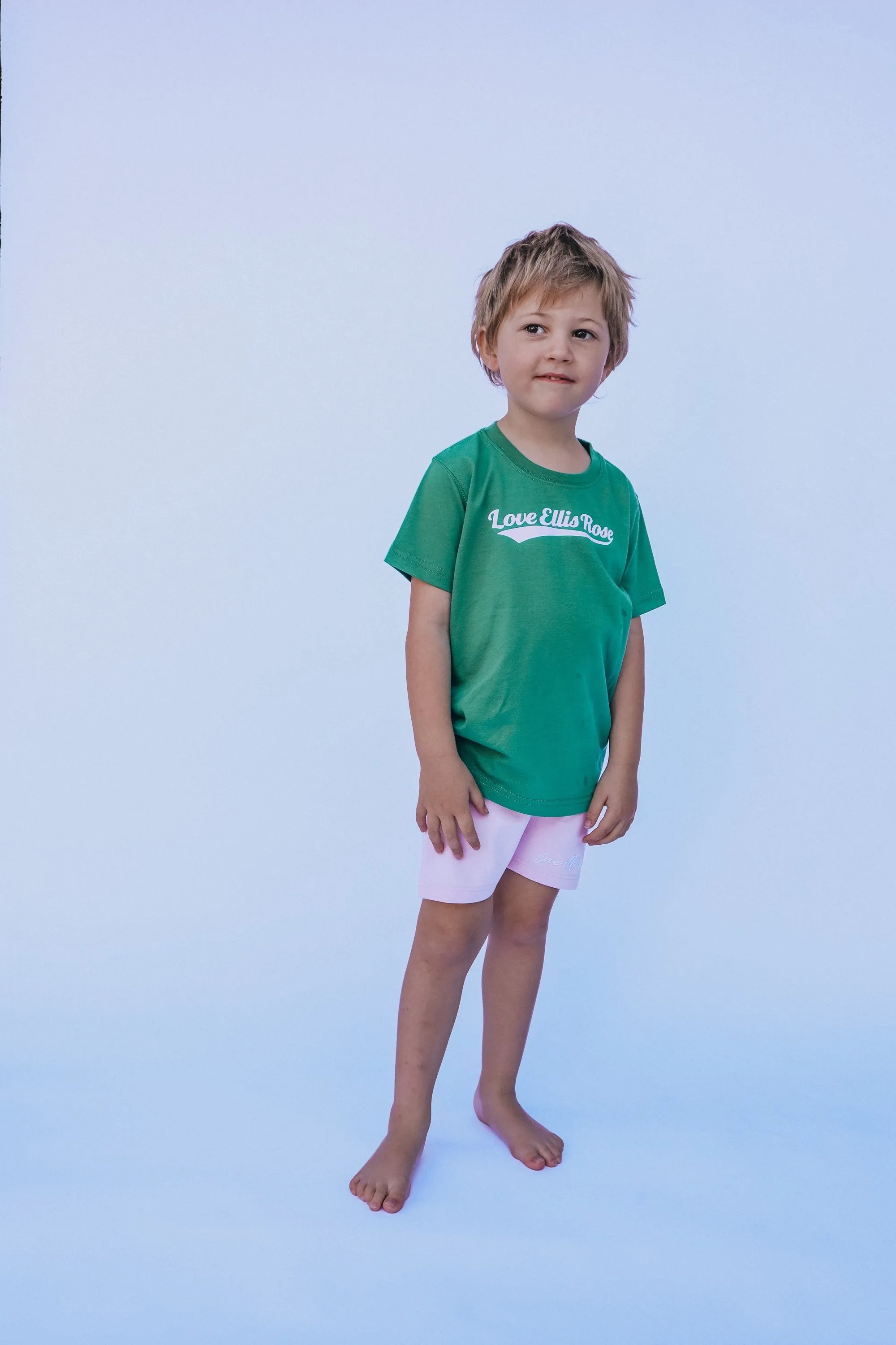 Love Ellis Rose Graphic Kids Tee - Green & Pink