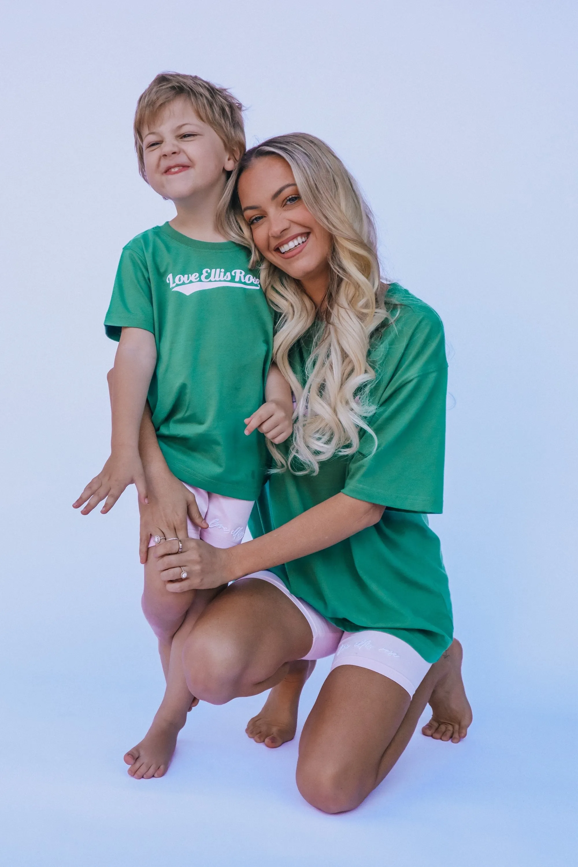 Love Ellis Rose Graphic Kids Tee - Green & Pink