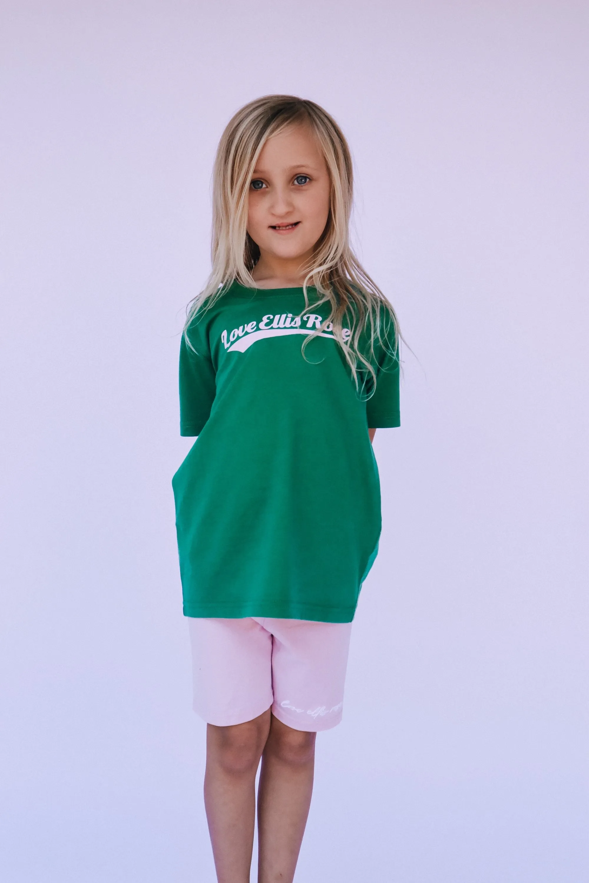 Love Ellis Rose Graphic Kids Tee - Green & Pink