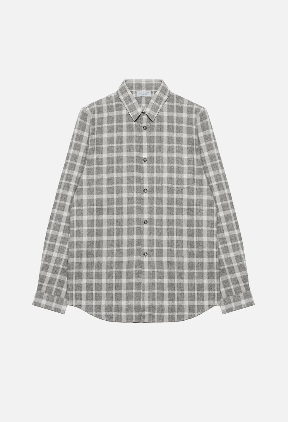 LS Button Up / Natural x Grey