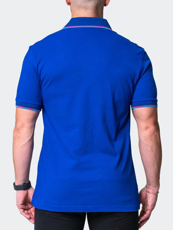 Maceoo Stretch Short-Sleeve Polos | Polo Mozart Two Tip Blue