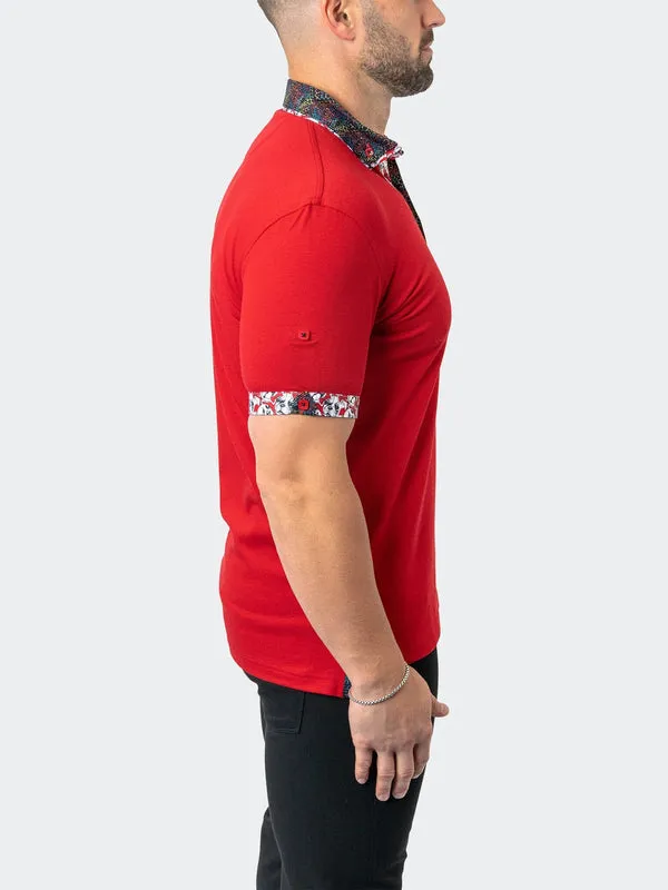 Maceoo Stretch Short-Sleeve Polos | Polo MozartSolid 32 Red