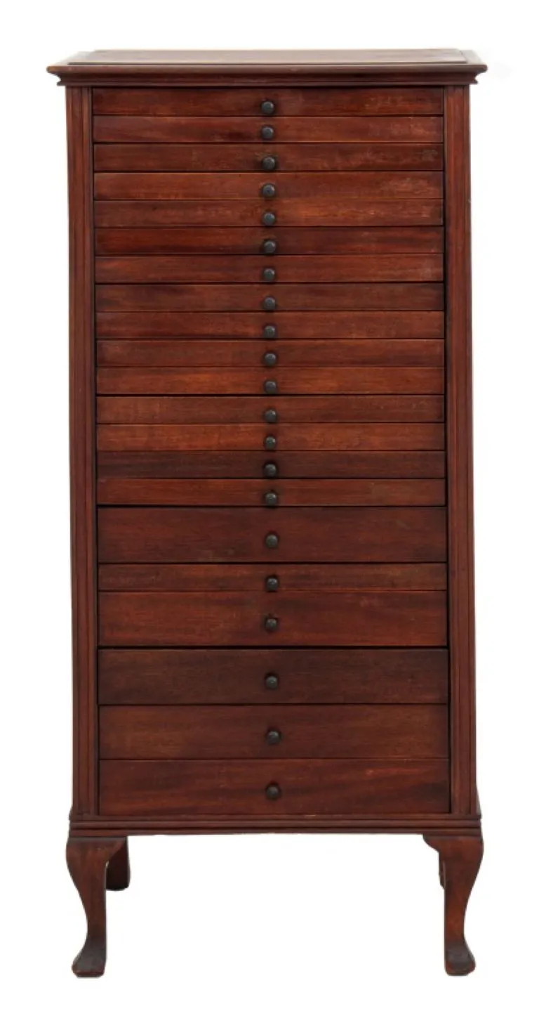 Mahogany Twenty-one Drawer Sheet Music Cabinet