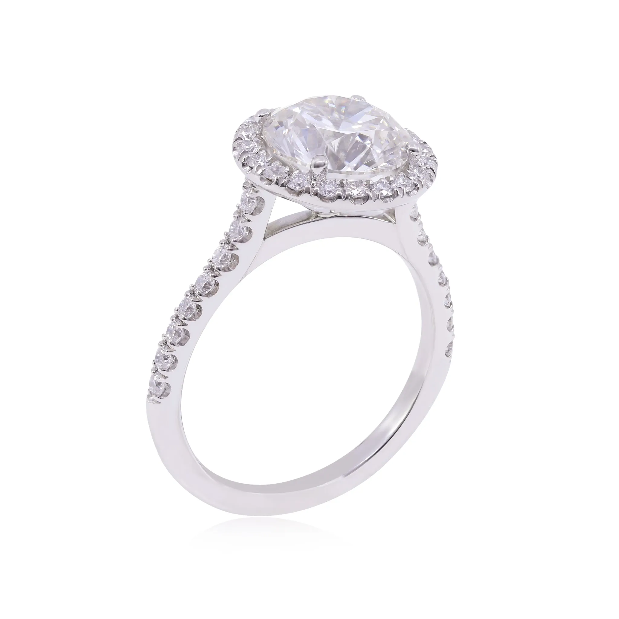 MARK PATTERSON PLATINUM DIAMOND HALO 0.46CTW Engagement Ring WITH A 2.50CT ROUND BRILLIANT CENTER DIAMOND