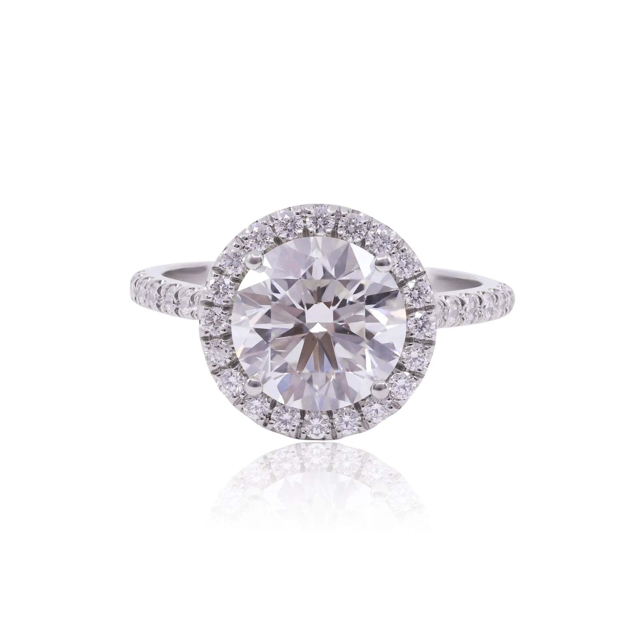 MARK PATTERSON PLATINUM DIAMOND HALO 0.46CTW Engagement Ring WITH A 2.50CT ROUND BRILLIANT CENTER DIAMOND