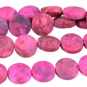 MATTE Pink Crazy Lace Agate 12mm Coin 8-Inch - CLEARANCE