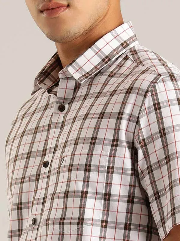 Men Checked Half Sleeve Cotton Shirt