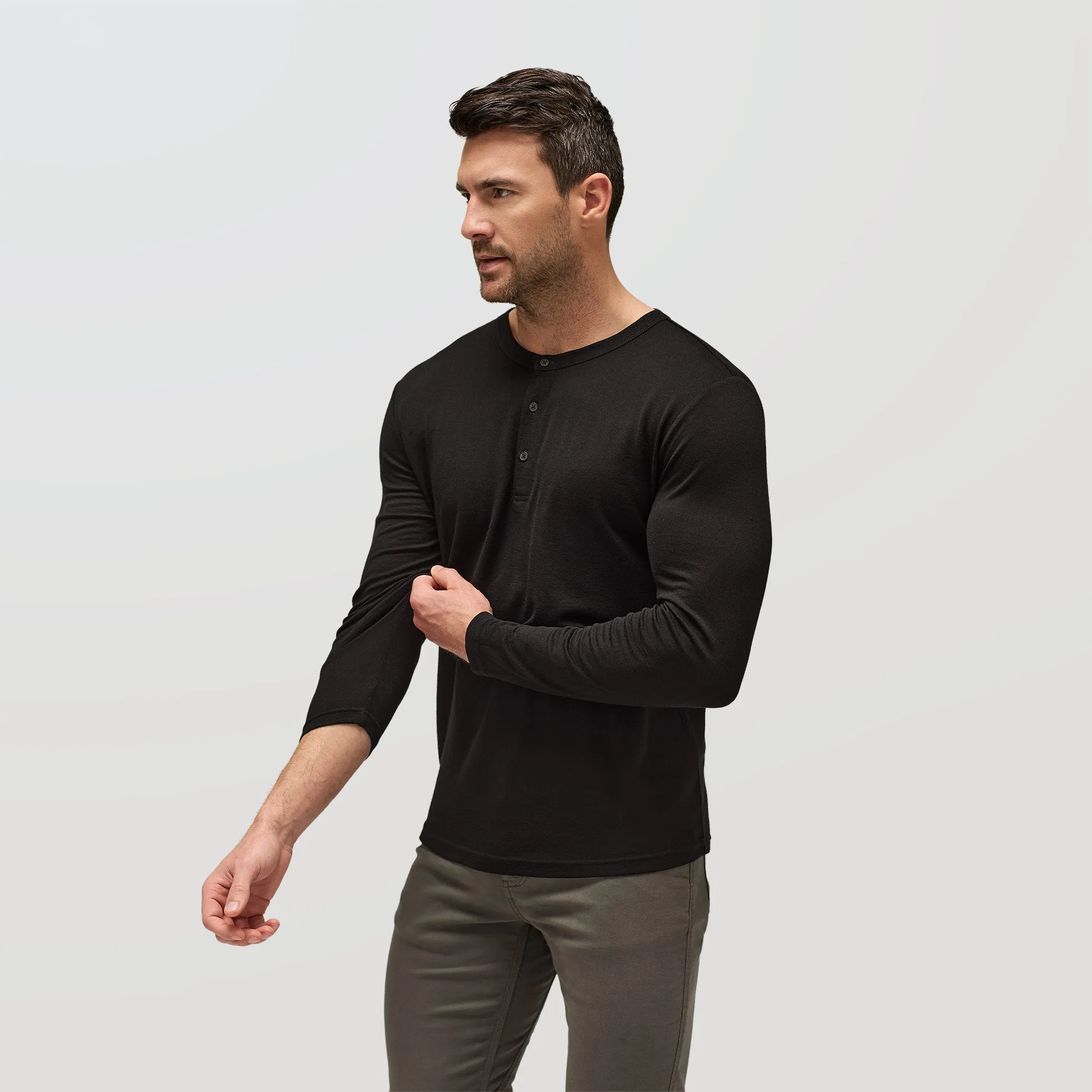 Men's Long Sleeve Merino Henley