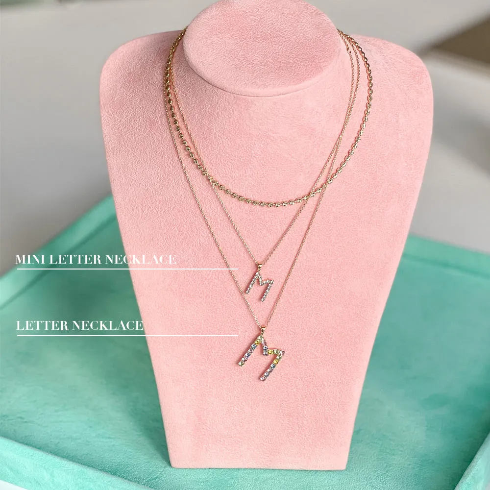 Mini Letter Necklace M / Crystal