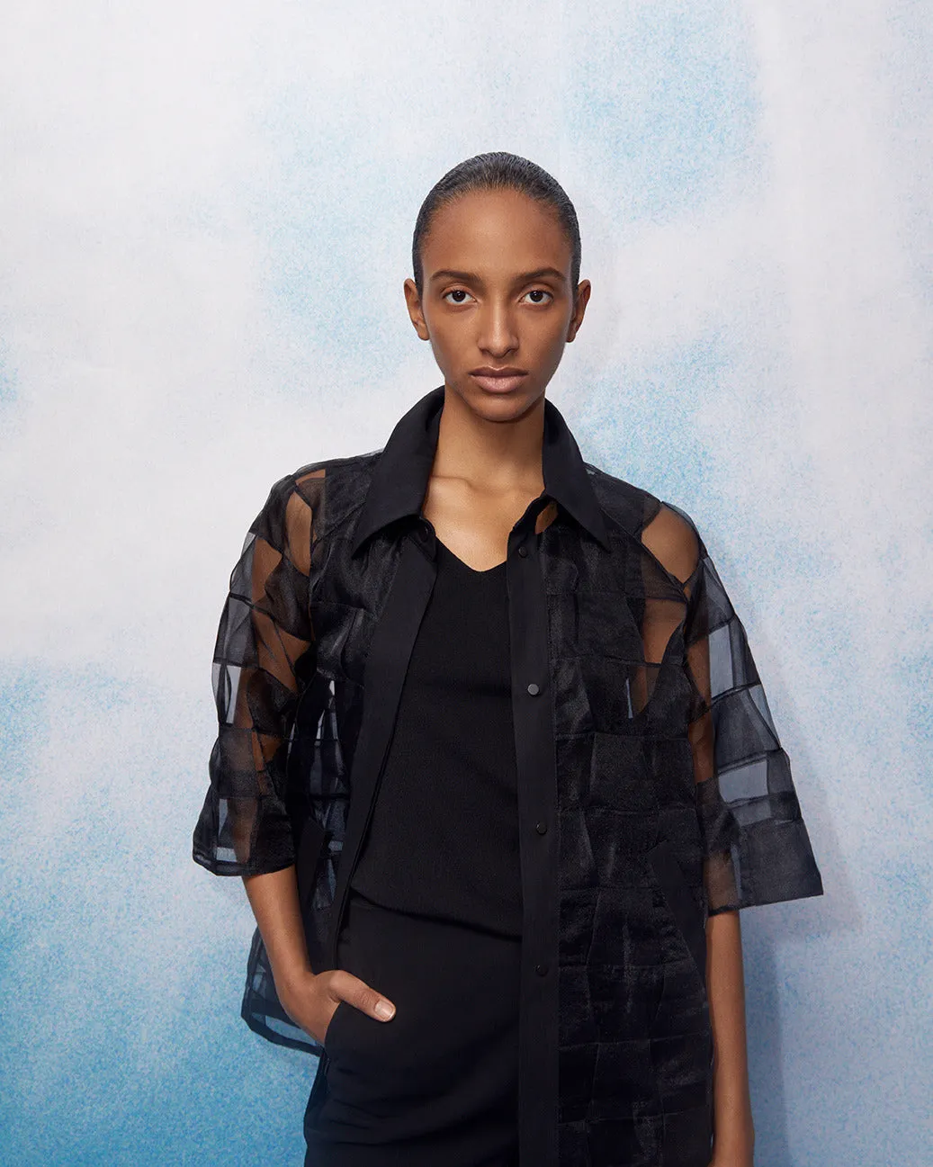 Mirrored Trapezoid Techno Organza Jacke