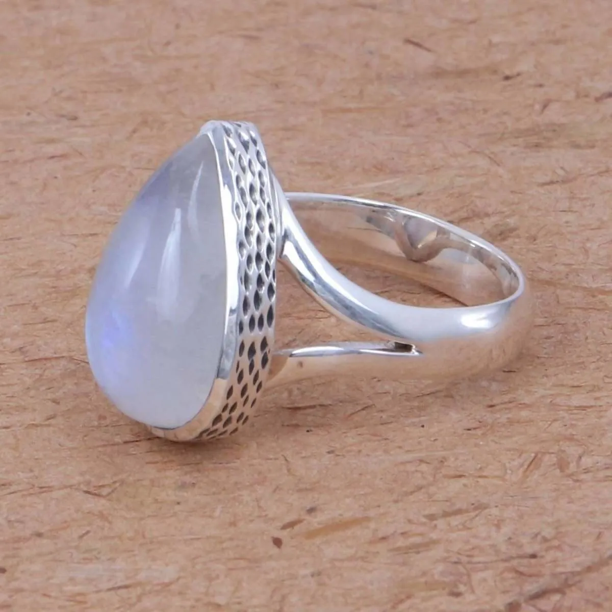 Moonstone Ring, June Birthstone Jewelry Ring in 925 Sterling Silver, Blue Shine Rainbow Moonstone Finger Ring for Men and Women, Rainbow Ring, Nickel Free