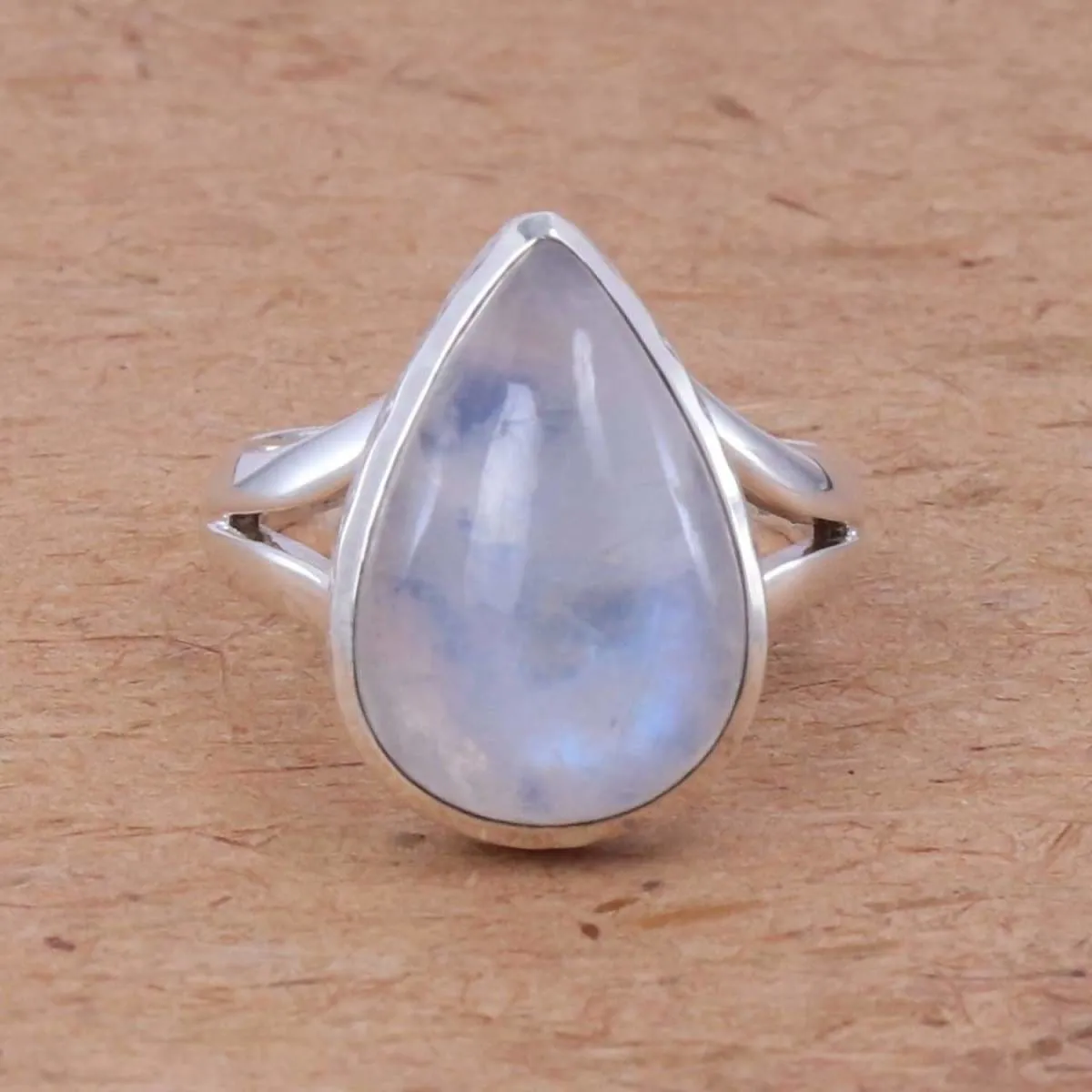 Moonstone Ring, June Birthstone Jewelry Ring in 925 Sterling Silver, Blue Shine Rainbow Moonstone Finger Ring for Men and Women, Rainbow Ring, Nickel Free