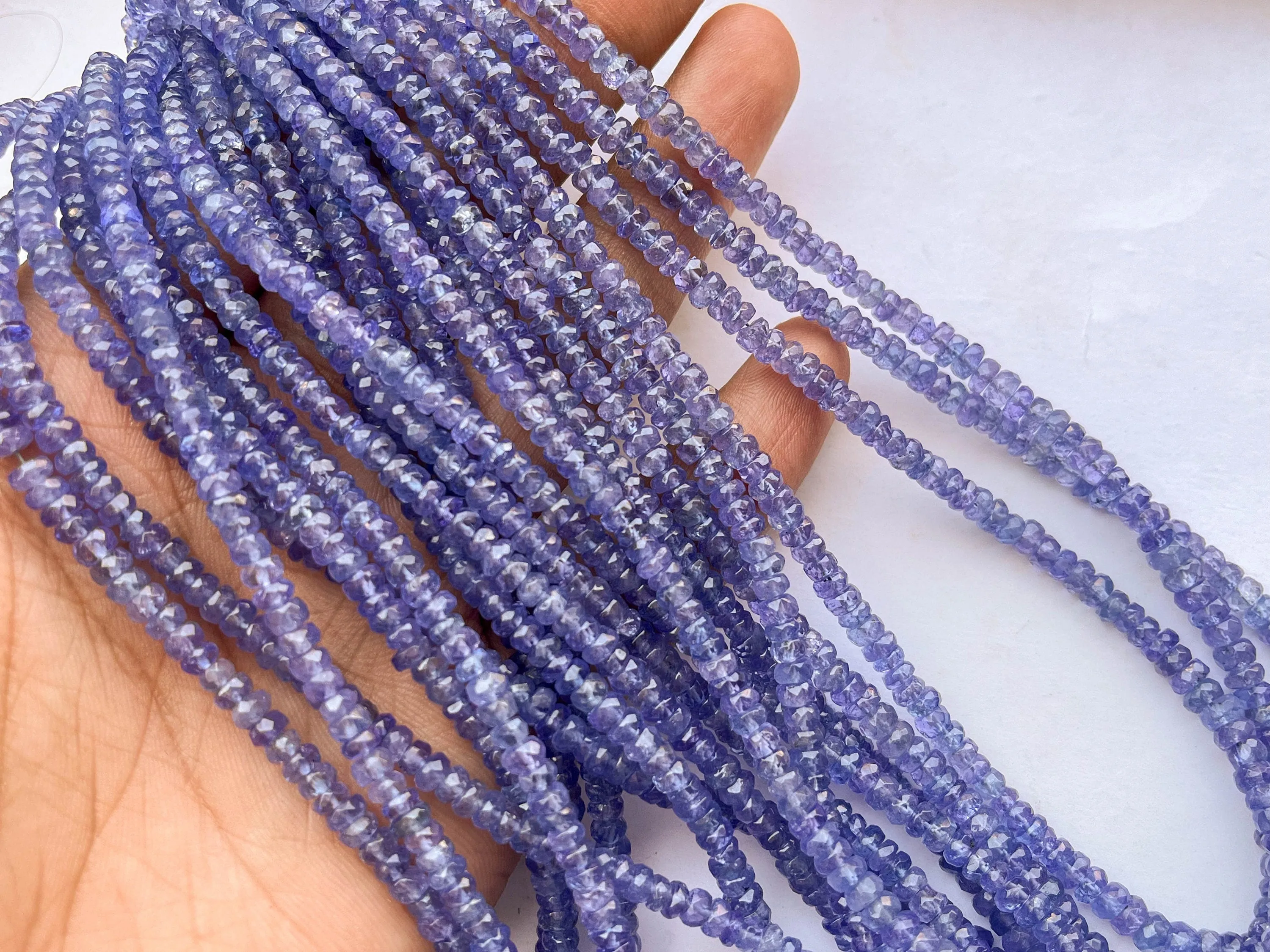 Natural AAA Tanzanite Faceted Rondelle Shape Beads