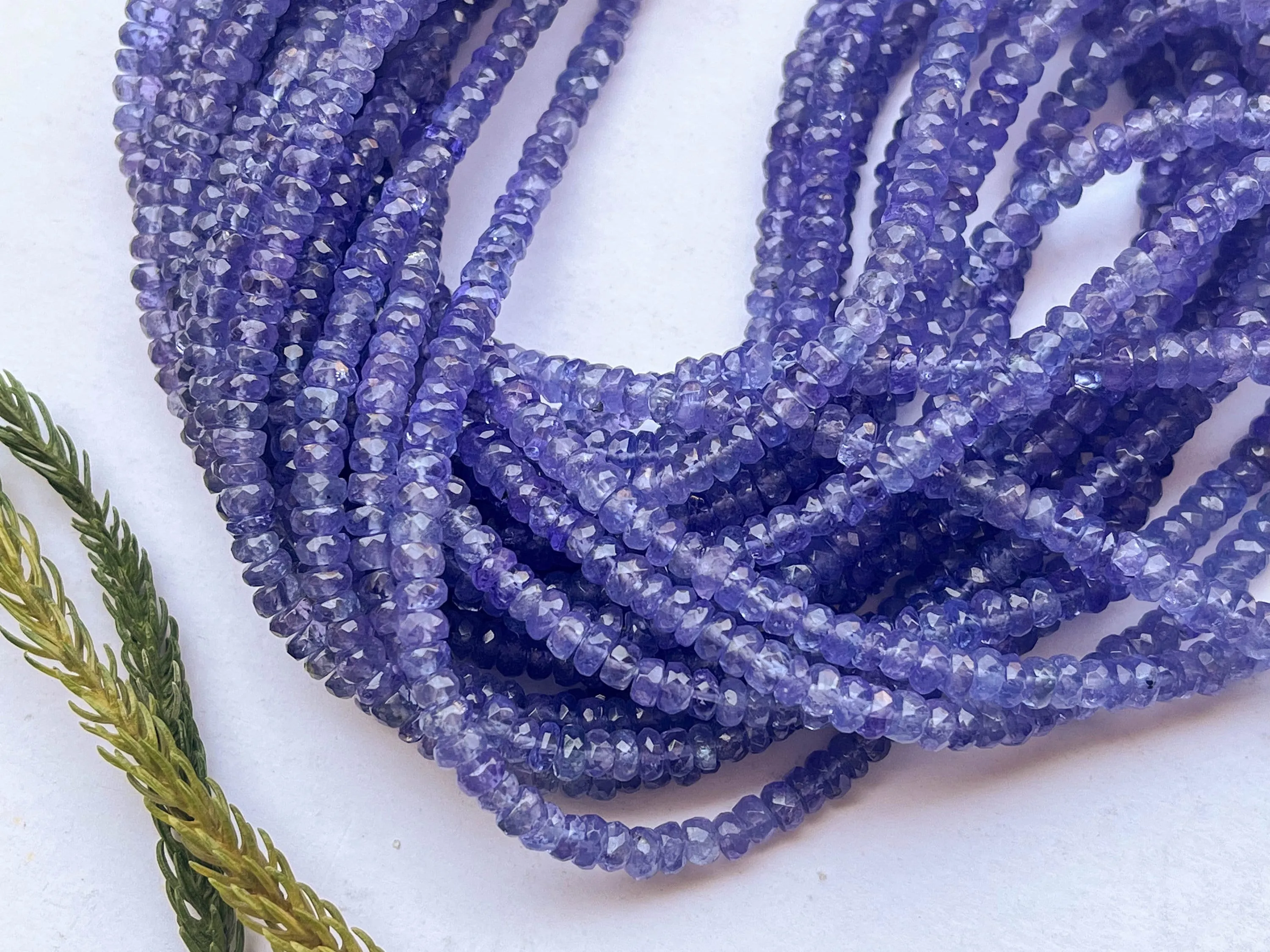 Natural AAA Tanzanite Faceted Rondelle Shape Beads