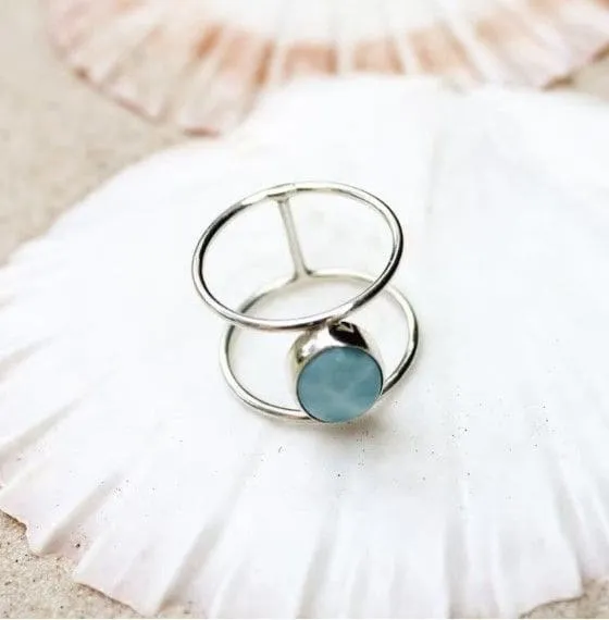 Natural Larimar 925 Sterling Silver Handmade Ring