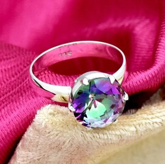 Natural Mystic Topaz Handmade 925 Sterling Silver Designer Ring