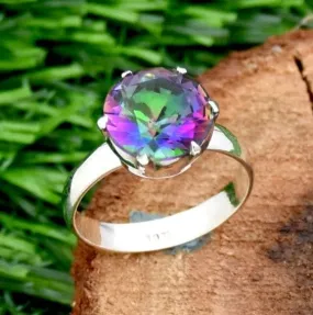 Natural Mystic Topaz Handmade 925 Sterling Silver Designer Ring