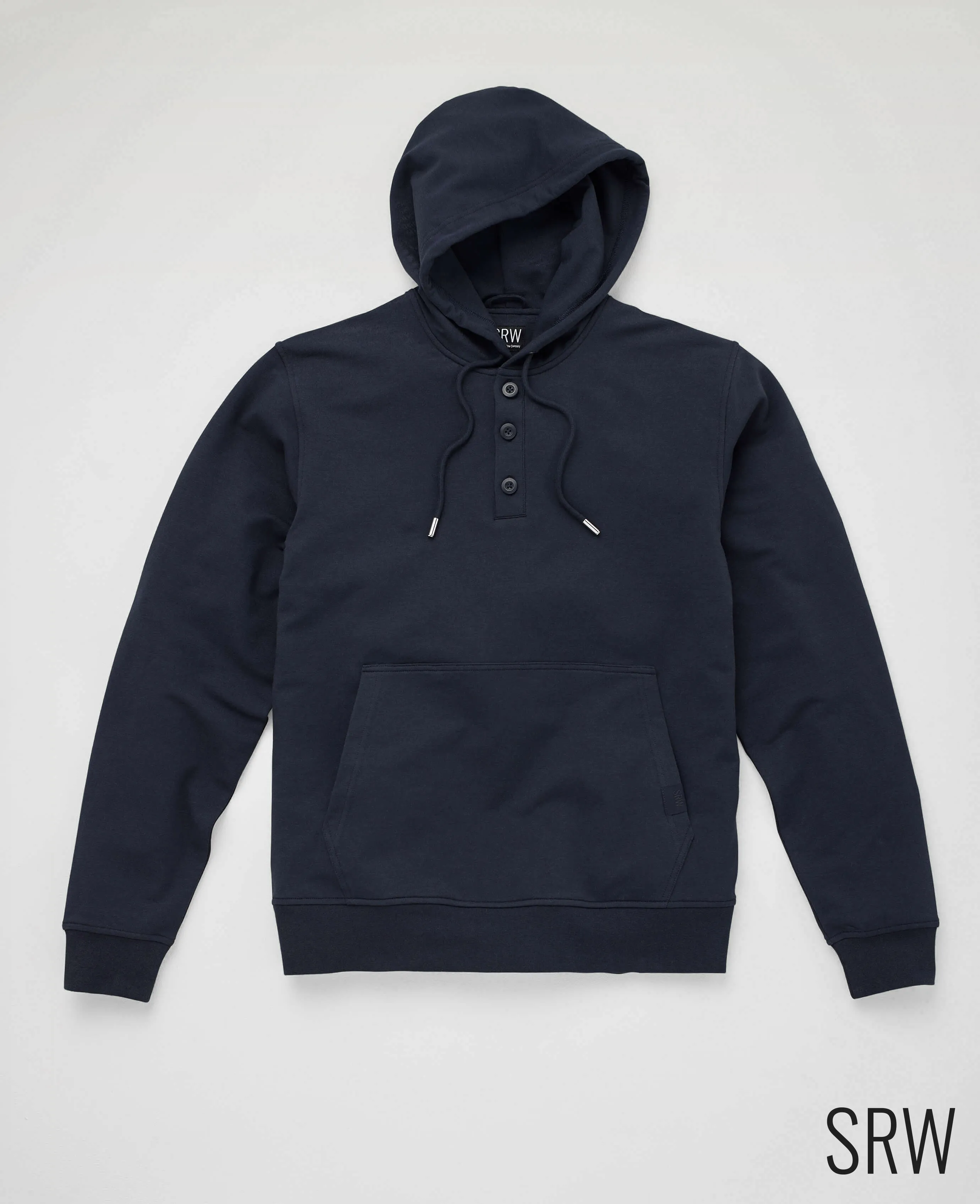 Navy Stretch Cotton Blend Hoodie