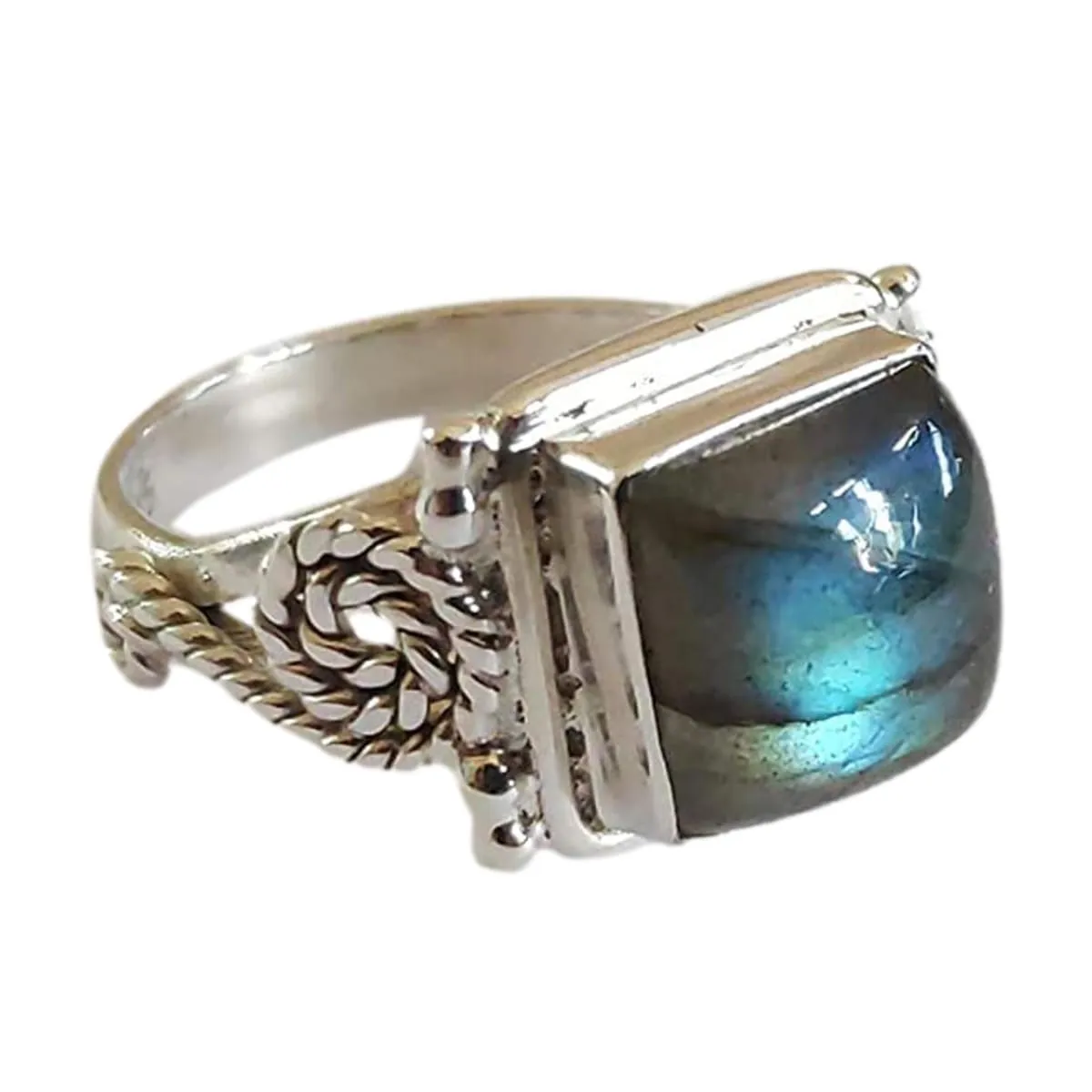 Navya Craft Labradorite 925 Solid Sterling Silver Handmade Ring Size 3-13 US