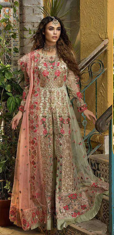 Net Fabric Heavy Embroidered Traditional Look Party Wear Designer Heavy Salwar Kameez