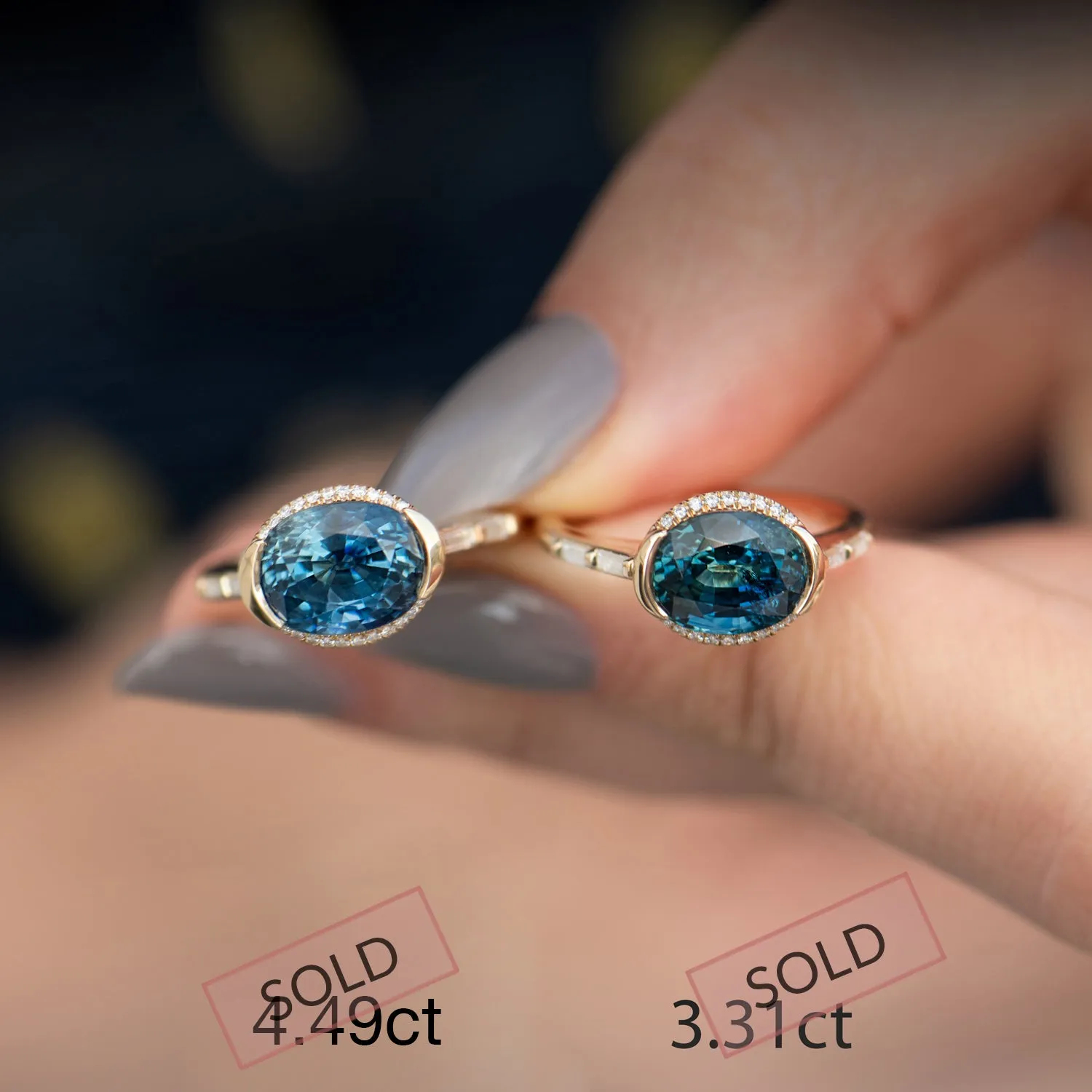 Oval Sapphire Engagement Ring with a Brilliant Diamond Belt