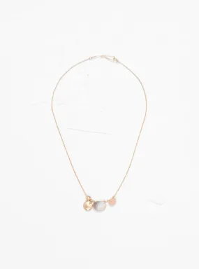 Oval Stone Pale Agate & Pink Quartz Gold-Plated Necklace