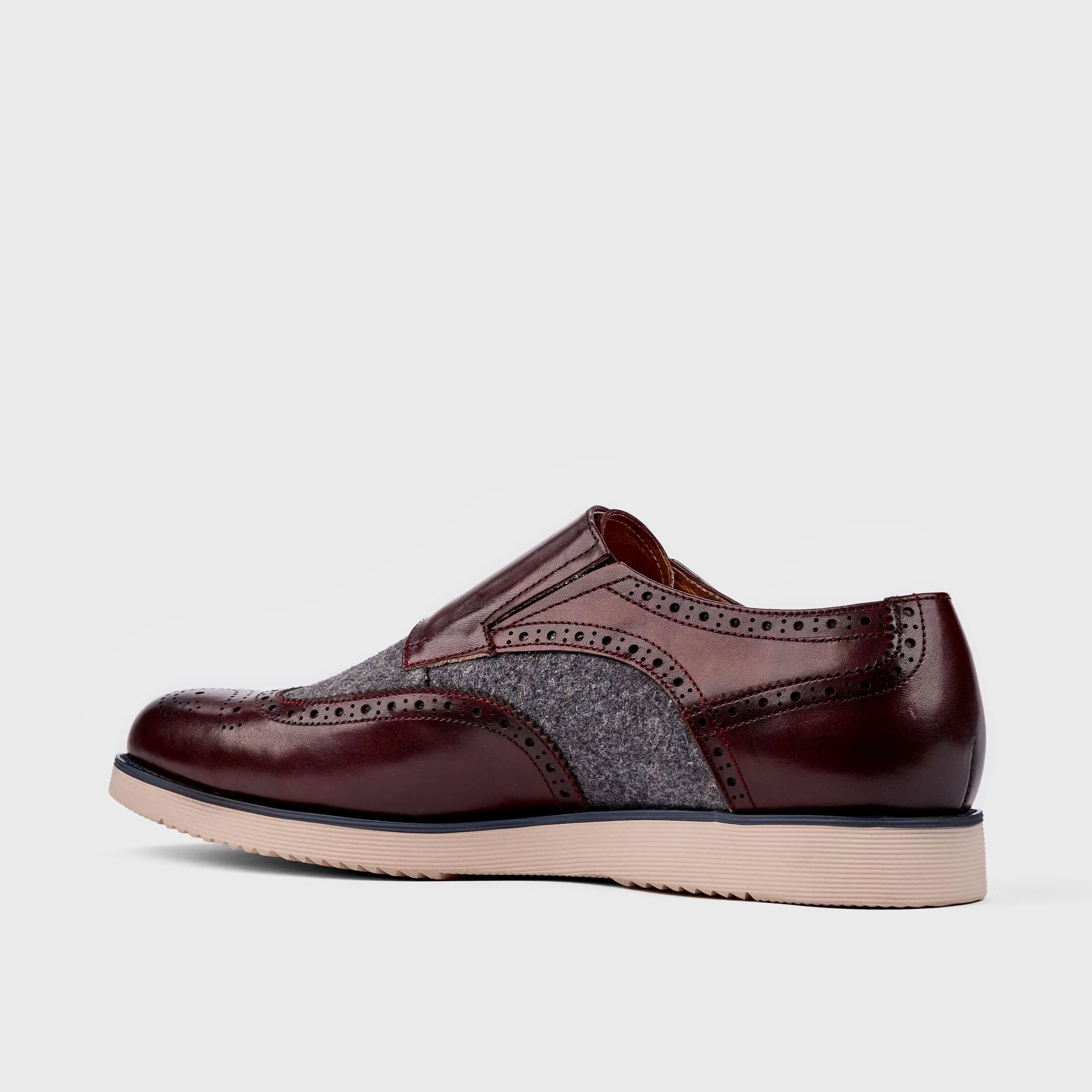 Palmer Burgundy Leather Monk Strap Sneakers