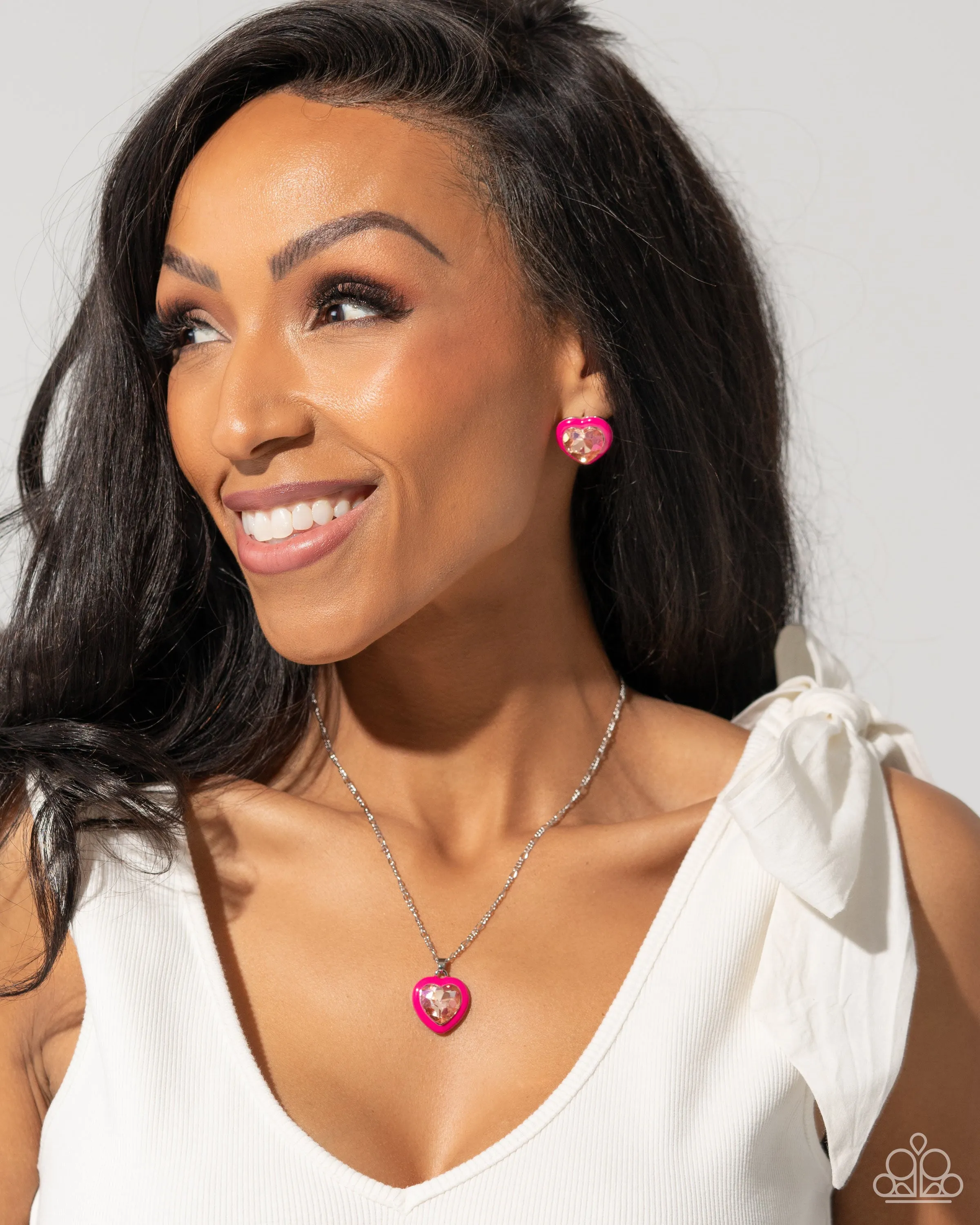 Paparazzi Heartfelt Hope Pink Necklace & Earring Set