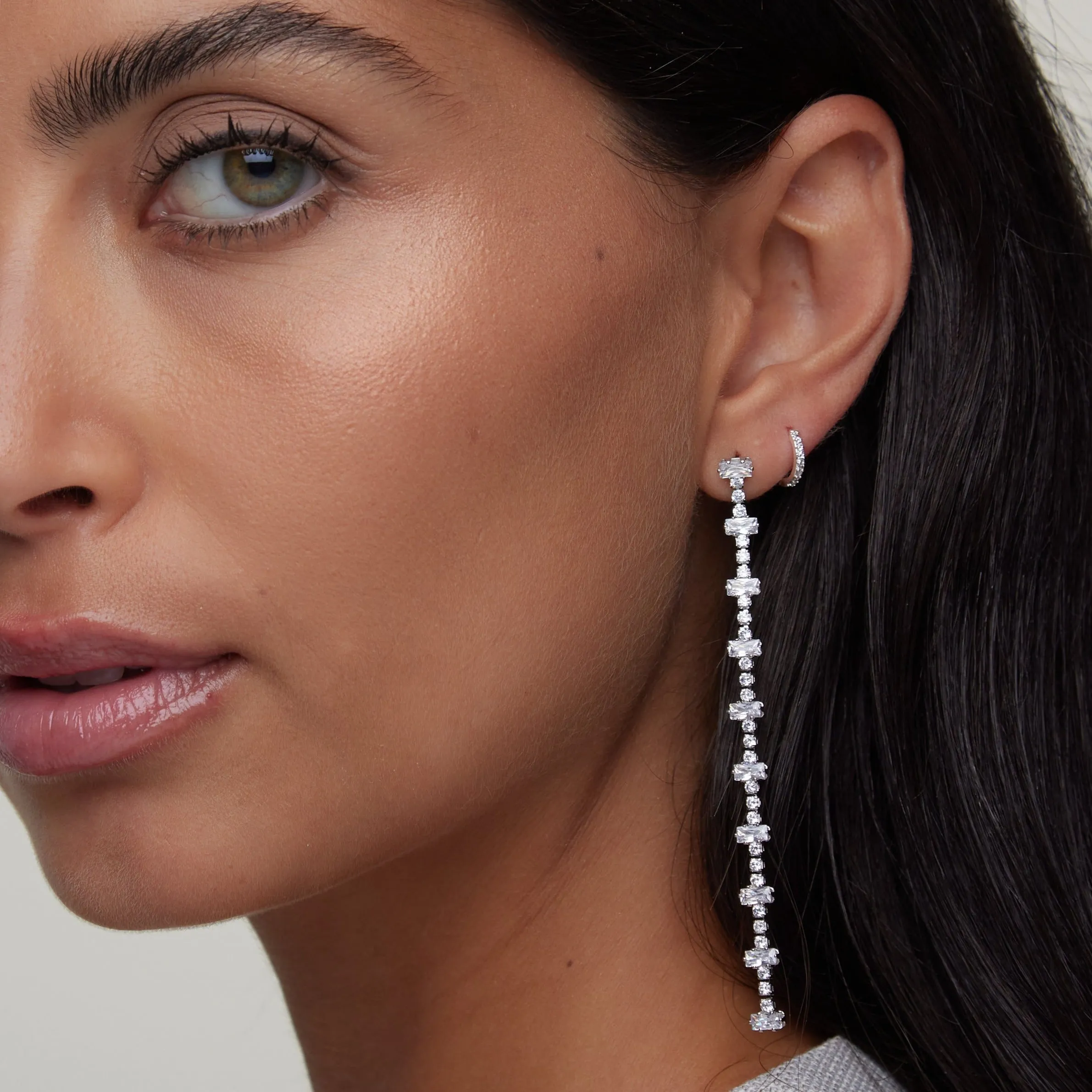 Pavé Mini Micro Hoop Earrings - Silver