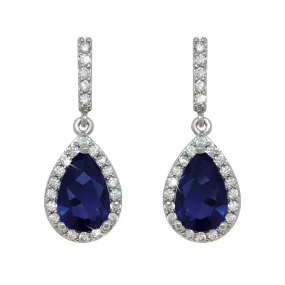 Pear Shaped Earrings - Blue - Silver