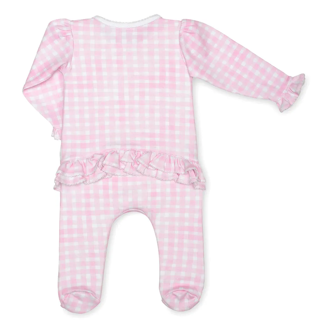 Pink Gingham Ruffle Footie