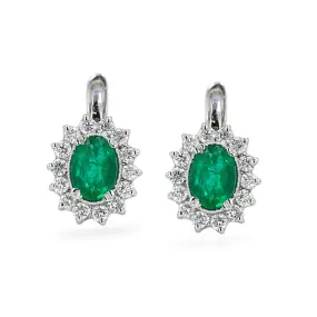 Platinum Colombian emerald with diamonds earrings