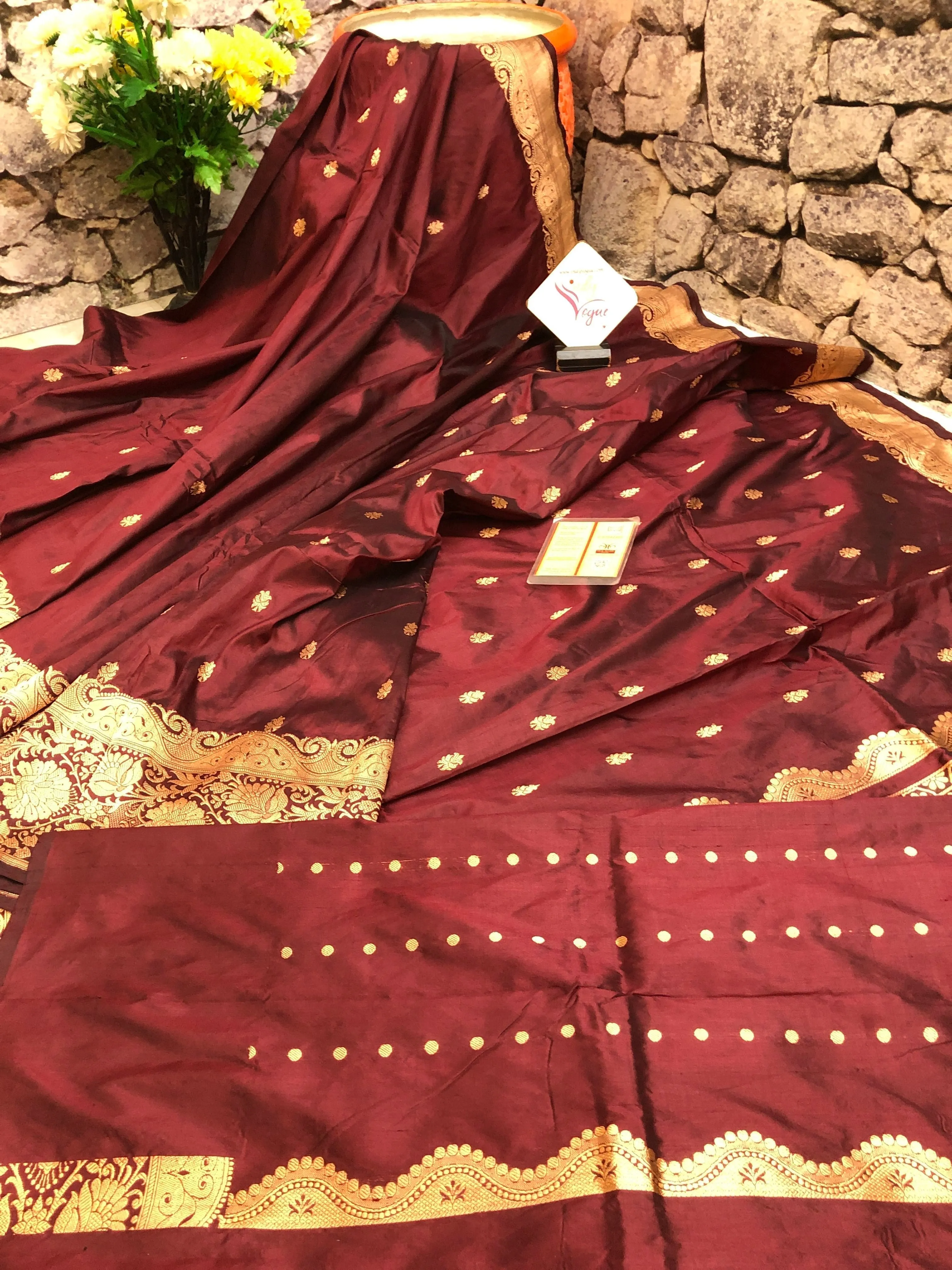 Port Wine Color Katan Banarasi Saree